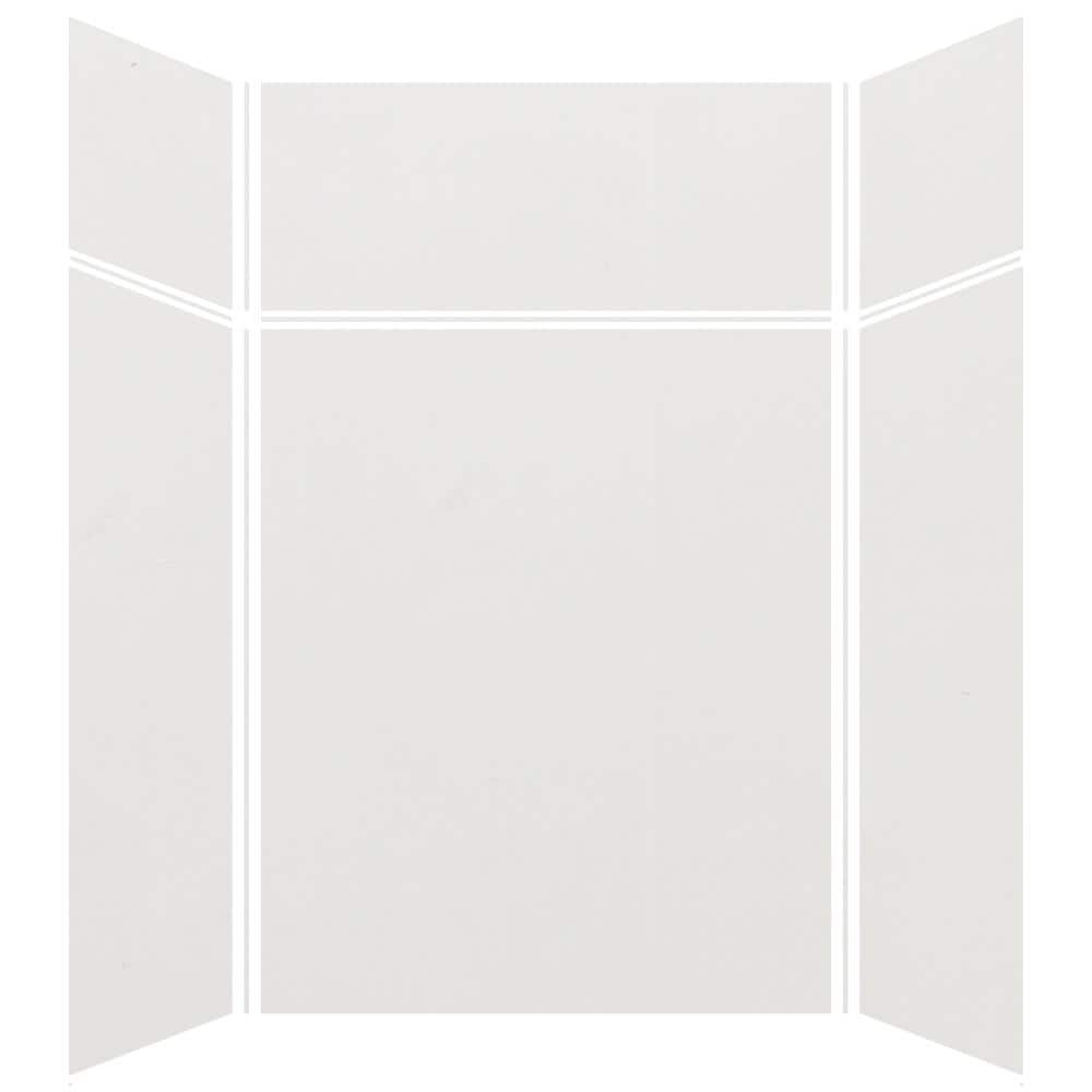 Transolid Expressions 48 in. x 60 in. x 96 in. 4-Piece Easy Up Adhesive Alcove Shower Wall Surround in Grey (2)