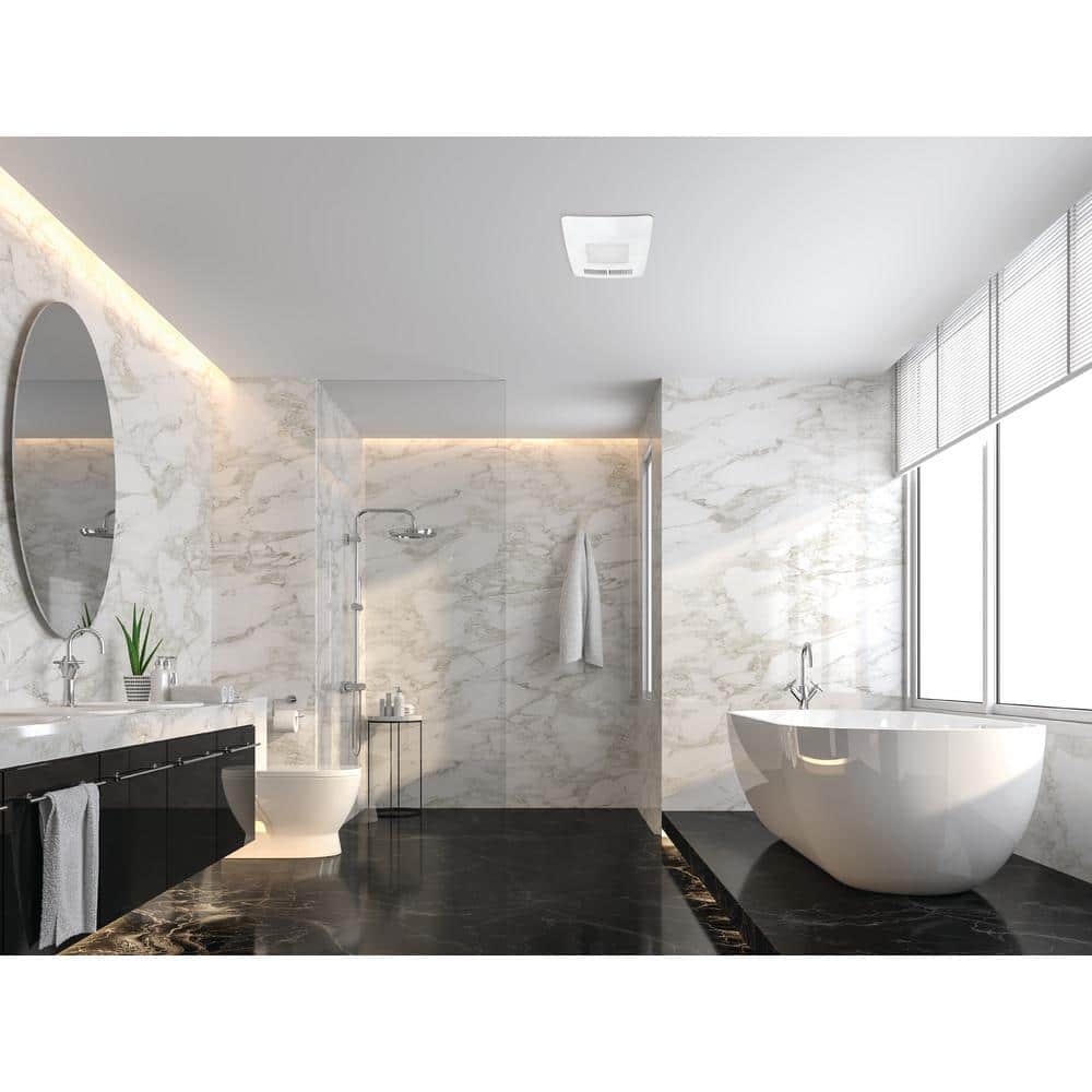 ReVent 80-110 Adjustable CFM Ceiling Easy Install Roomside Bathroom/Bath Exhaust Fan w/Heater and Adjustable 5 Level LED Light (3)