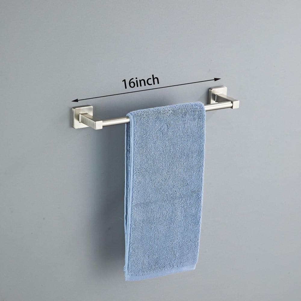 Wudkey 4-Piece Bathroom Hardware Set Towel Bar, Ring, Hook and Toilet Paper Holder Stainless Steel (3)