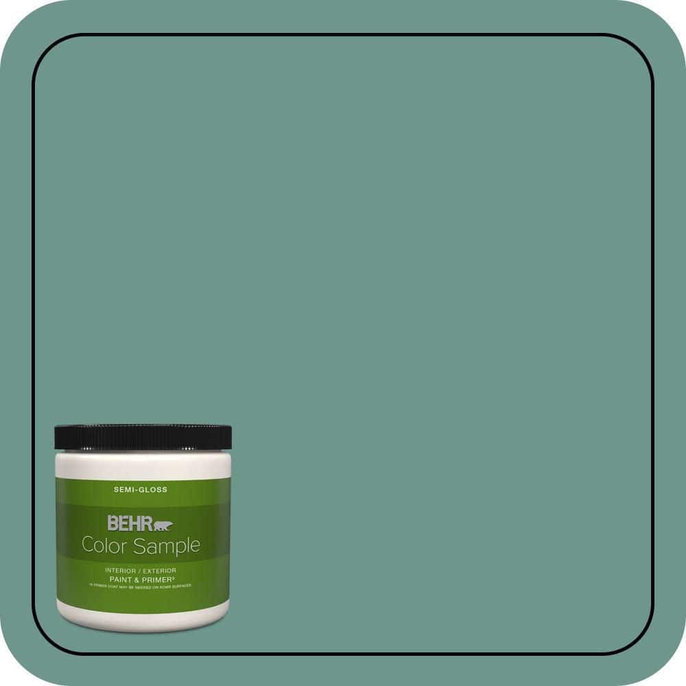 BEHR PREMIUM PLUS 8 oz. #M440-5 Lunar Tide Semi-Gloss Interior/Exterior Paint & Primer Color Sample