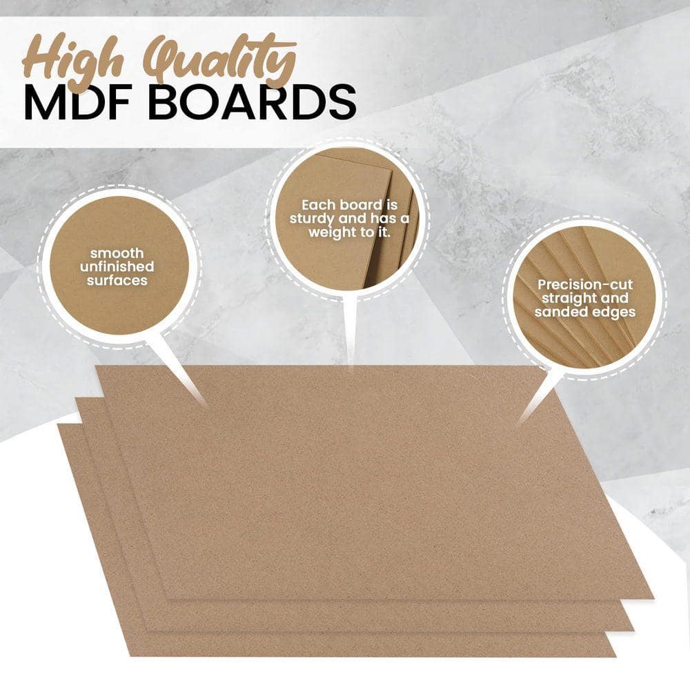 Angel Sar 0.0 7 in. x 0.67 ft. x 0.83 ft. MDF Board with Smooth and Sanded Edges for Stenciling and Carpentry (8-Pack) (3)