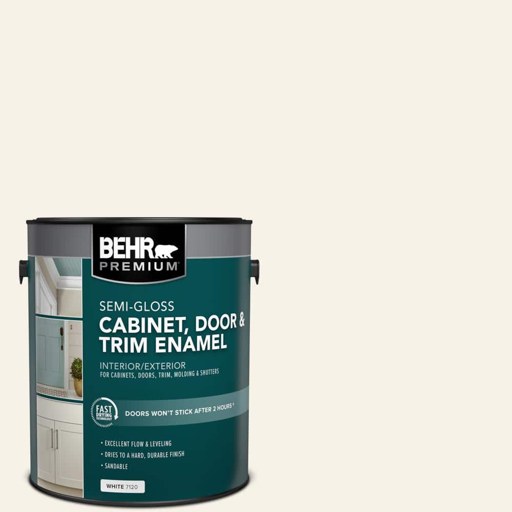 BEHR PREMIUM 1 gal. #W-F-400 Swan Wing Semi-Gloss Enamel Interior/Exterior Cabinet, Door & Trim Paint (1)