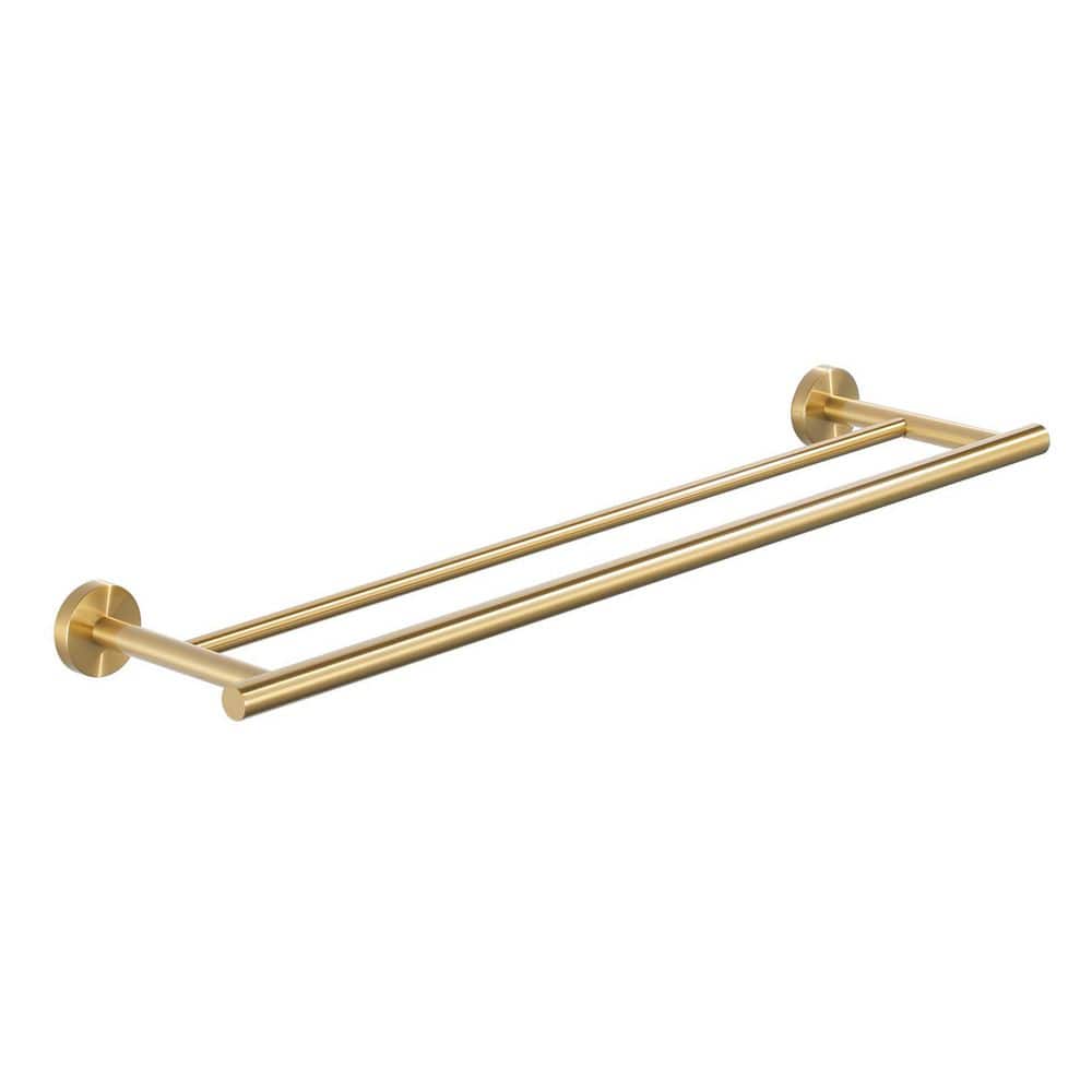 VEVETTA 24 in. Wall Mounted Double Towel Bar in Brushed Gold (1)