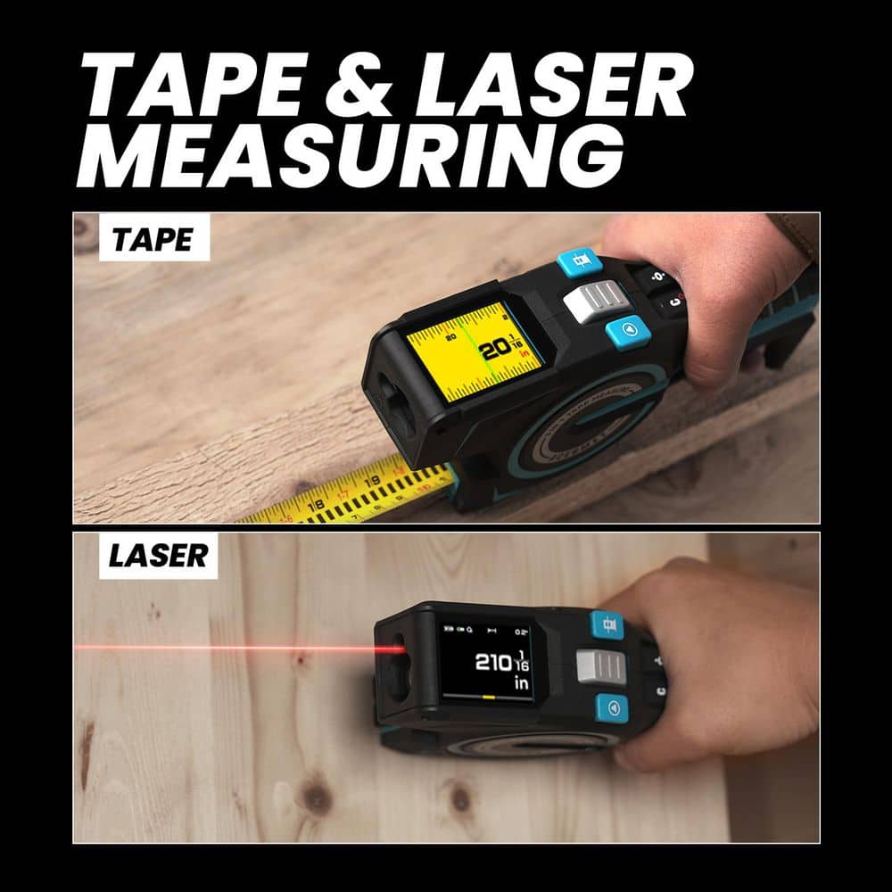 MILESEEY 3-in-1 Digital Tape Measure, 330 ft. Laser Measure, Auto Lock Tape, Instant Digital Readout, Swappable Battery, APP Sync (2)