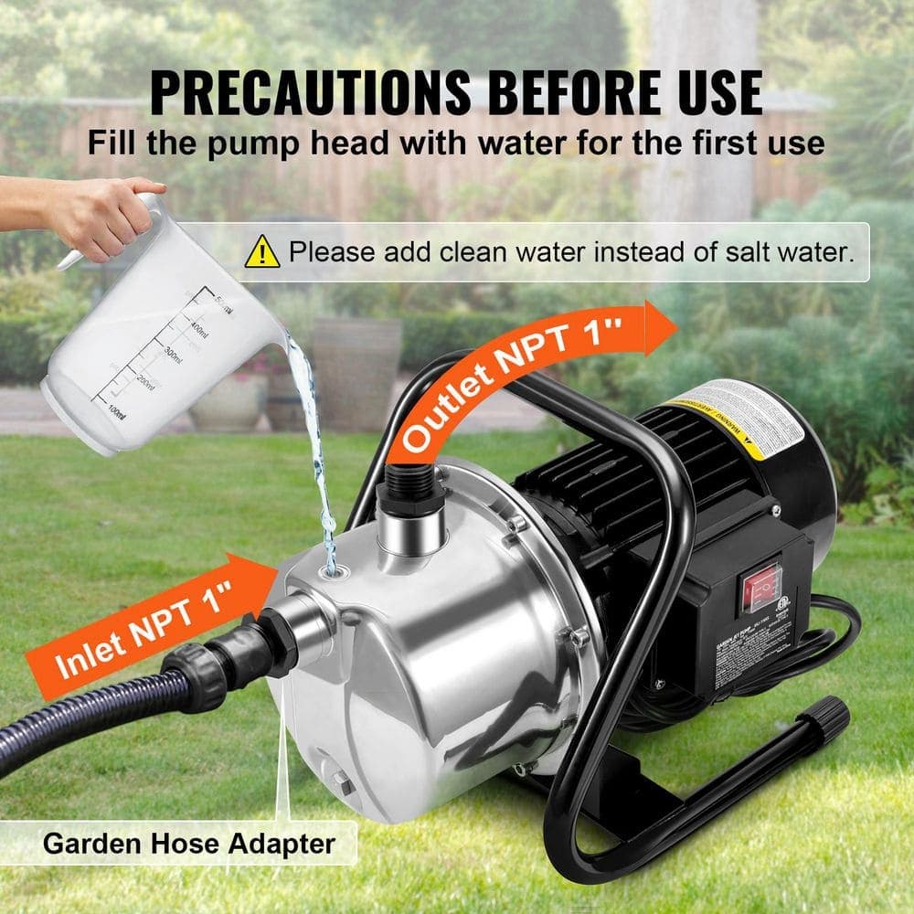 SKYSHALO Shallow Well Pump, 1.5 HP 115V, 1200 GPH 164 ft Height, 87 psi Max Pressure, Portable Stainless Steel Sprinkler Booster (3)