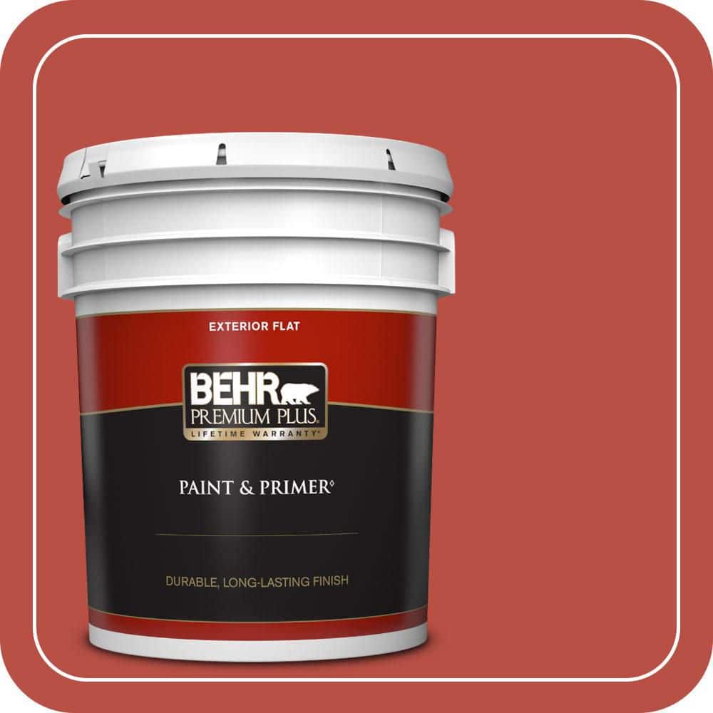 BEHR PREMIUM PLUS 5 gal. #T14-20 Amaryllis Flat Exterior Paint & Primer