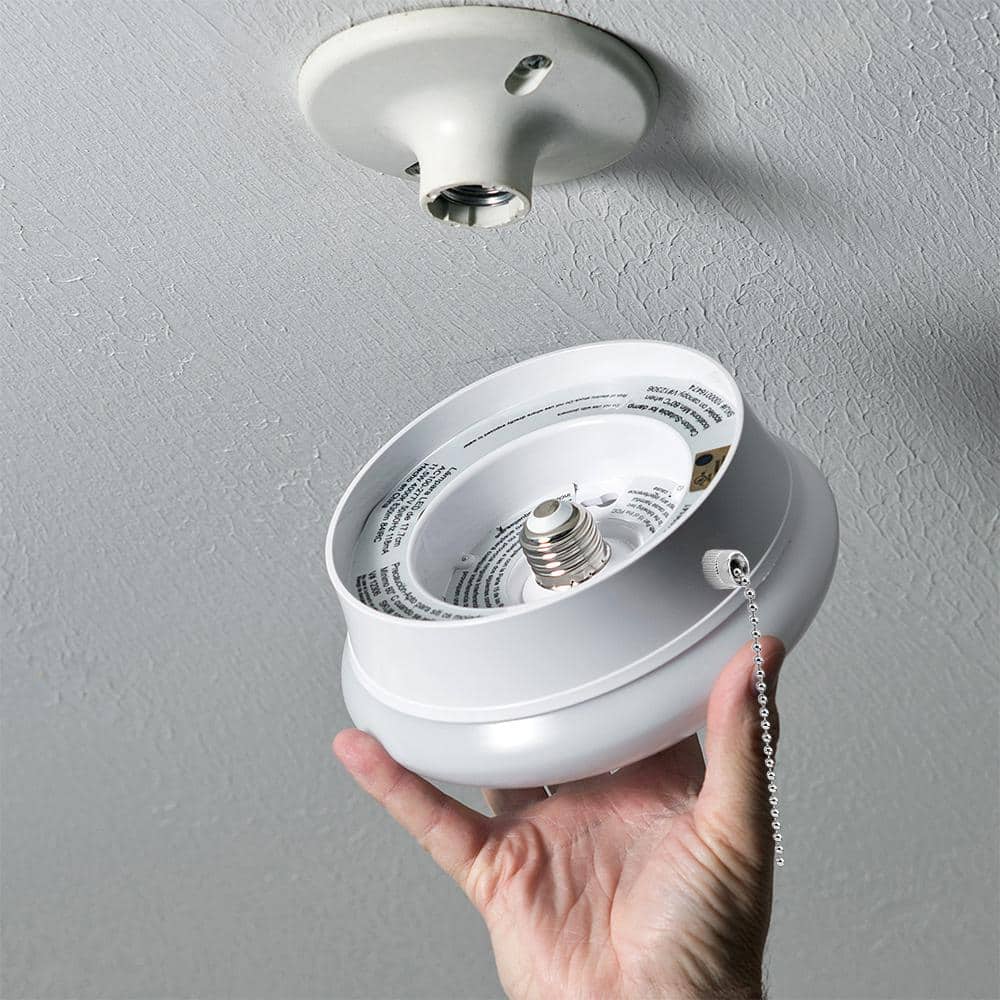 Commercial Electric Spin Light 7 in. Closet Light with Pull Chain LED Flush Mount Ceiling Light 830 Lumens 4000K Bright White Basement Light (3)