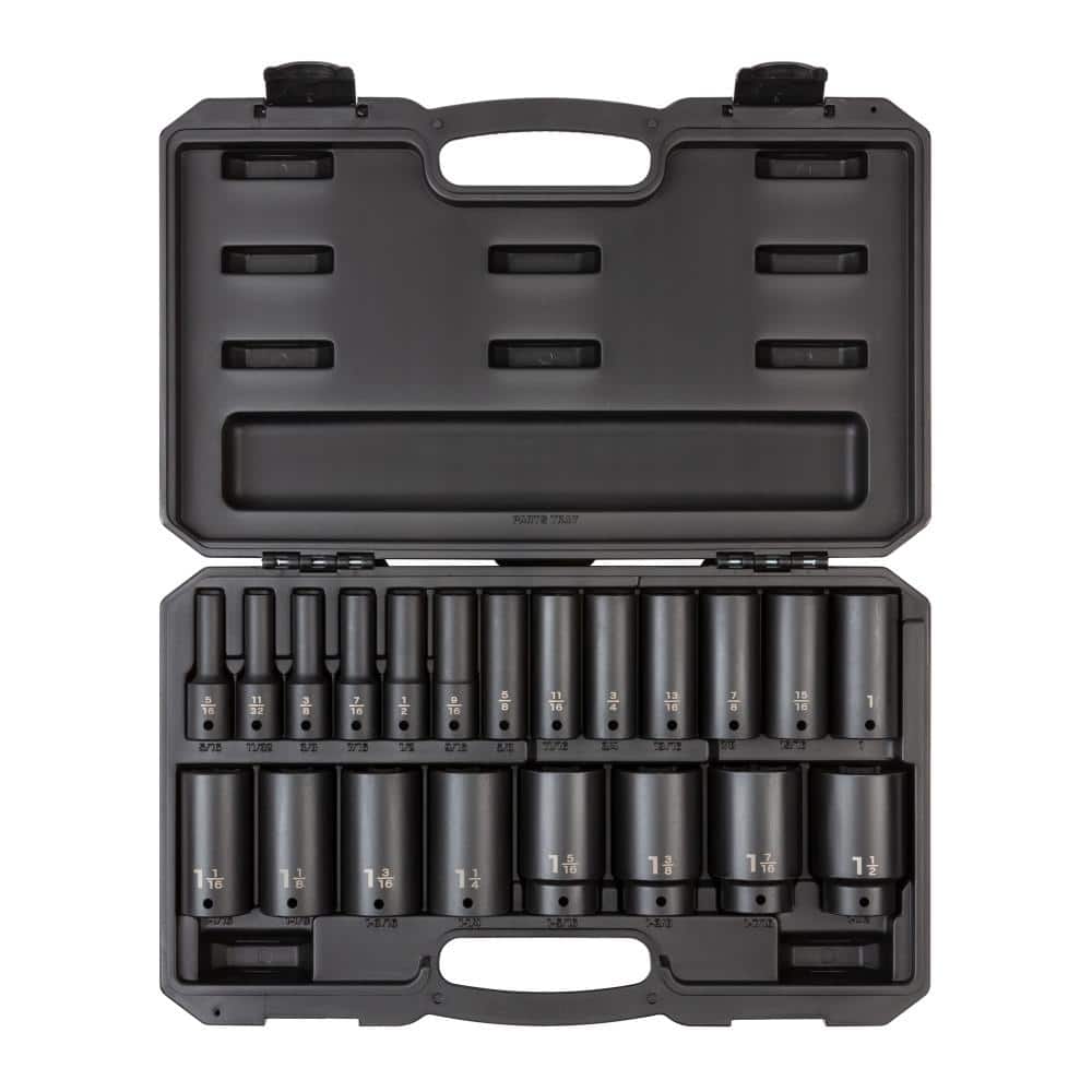 TEKTON 1/2 in. Drive Deep 6-Point Impact Socket Set, 21-Piece (5/16 in. -1-1/2 in.) (1)