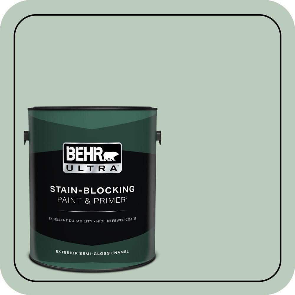 BEHR ULTRA 1 gal. #MQ3-49 Jade Tinge Semi-Gloss Enamel Exterior Paint & Primer