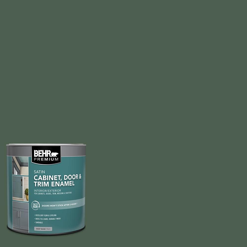 BEHR PREMIUM 1 qt. #N400-7 Vine Leaf Satin Enamel Interior/Exterior Cabinet, Door & Trim Paint (1)