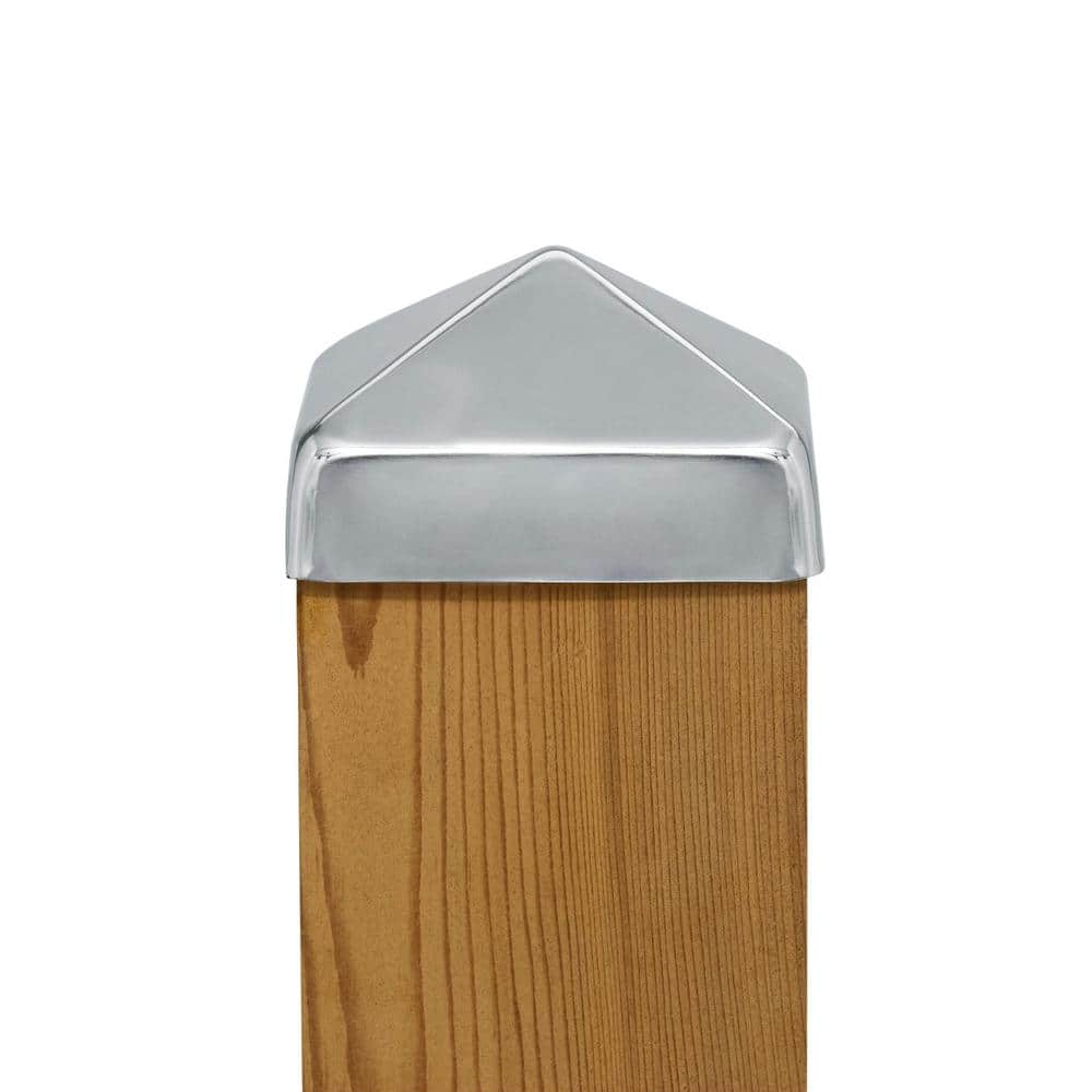 Protectyte 4 in. x 4 in. Stainless Steel Pyramid Slip Over Fence Post Cap (3)