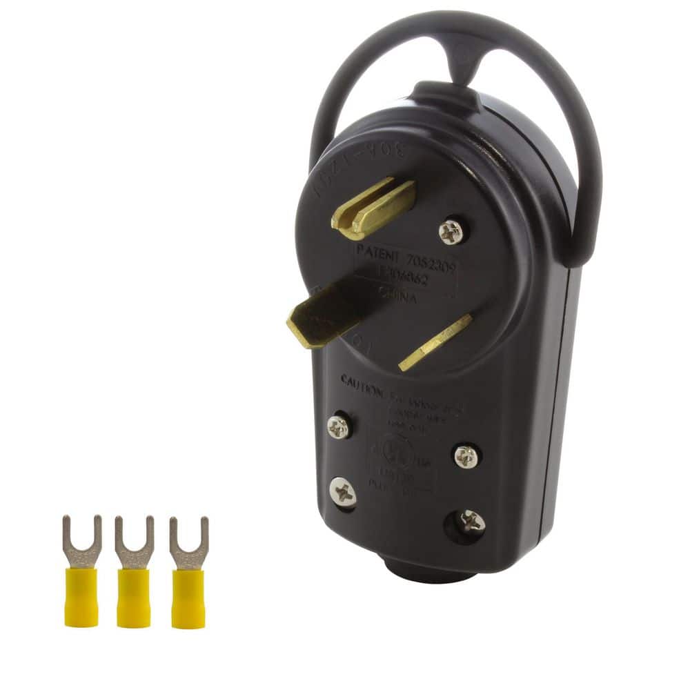 AC WORKS 30 Amp 3-Prong RV Travel Trailer NEMA TT-30P DIY Assembly Replacement Plug (1)