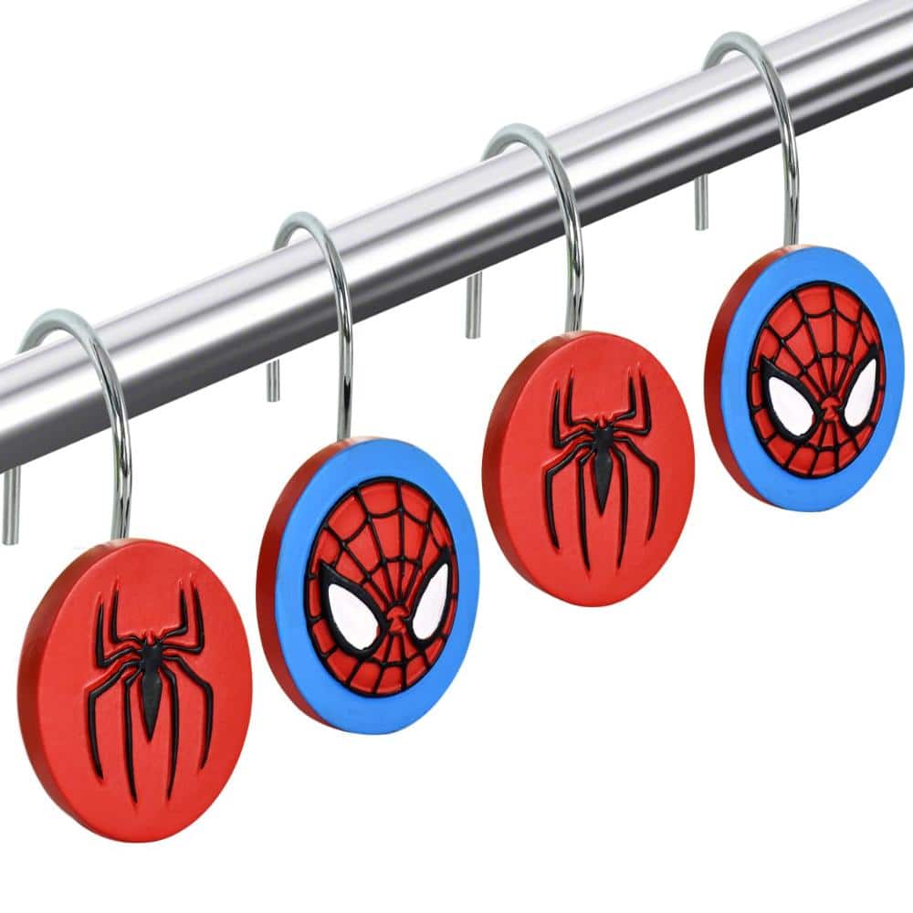 Unbranded Spider Themed Stainless Steel and Resin Decorative Shower Curtain Hooks Rings for Bathroom Set of 12 (1)