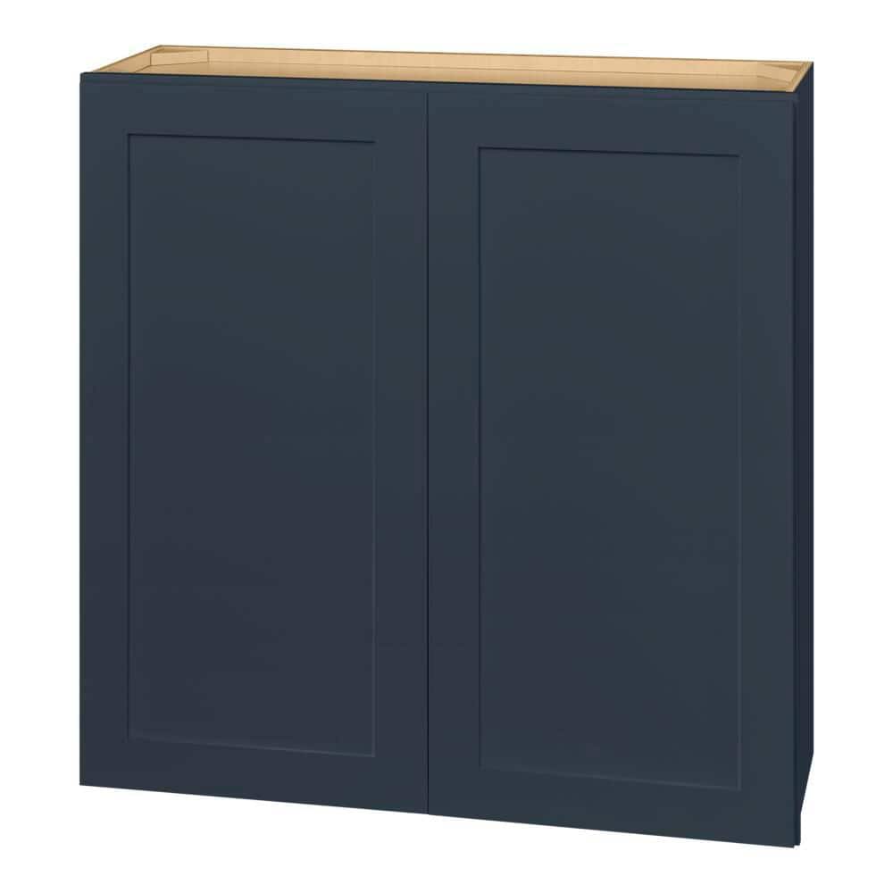 Hampton Bay Avondale 36 in. W x 12 in. D x 36 in. H Ready to Assemble Plywood Shaker Wall Kitchen Cabinet in Ink Blue