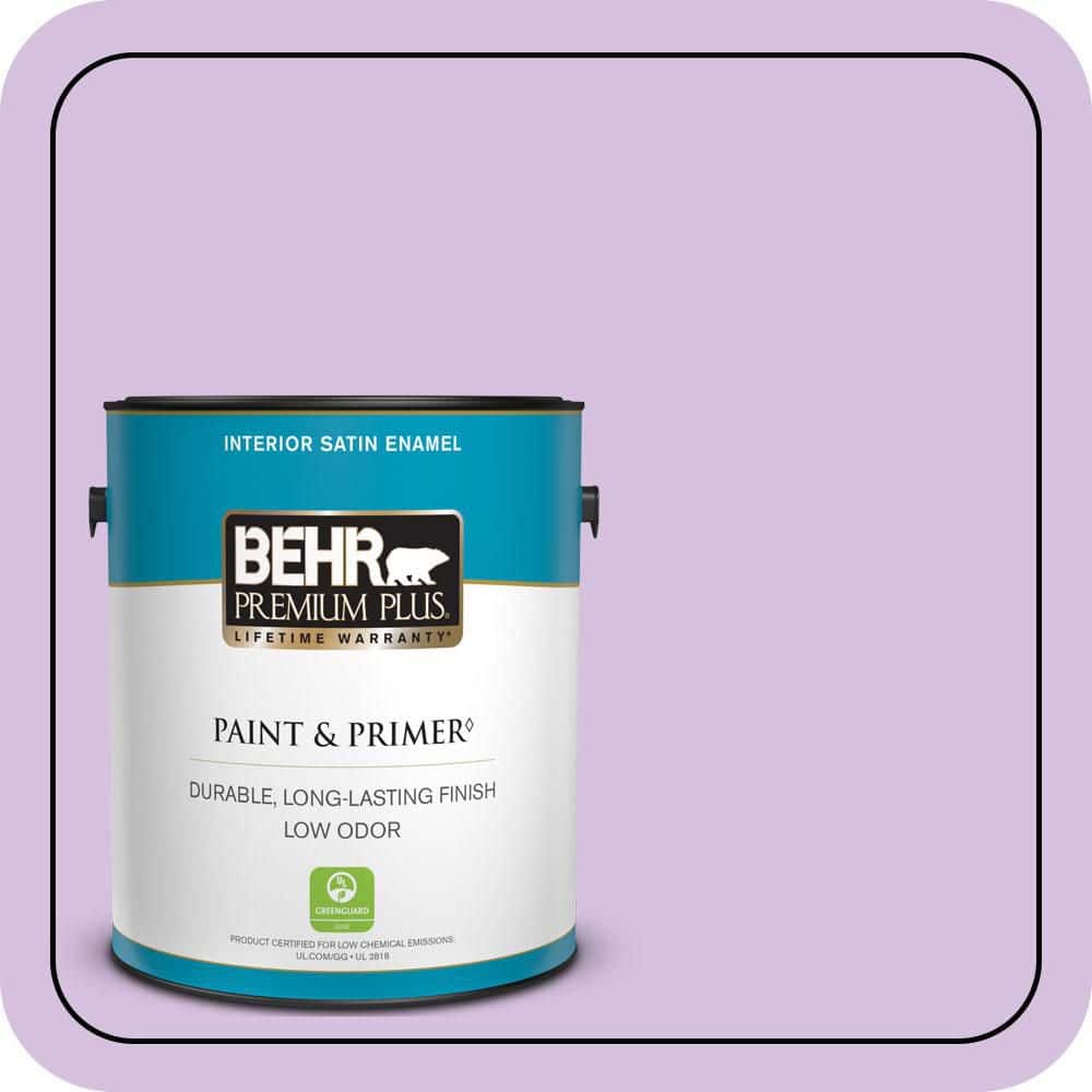 BEHR PREMIUM PLUS 1 gal. #660A-3 New Violet Satin Enamel Low Odor Interior Paint & Primer