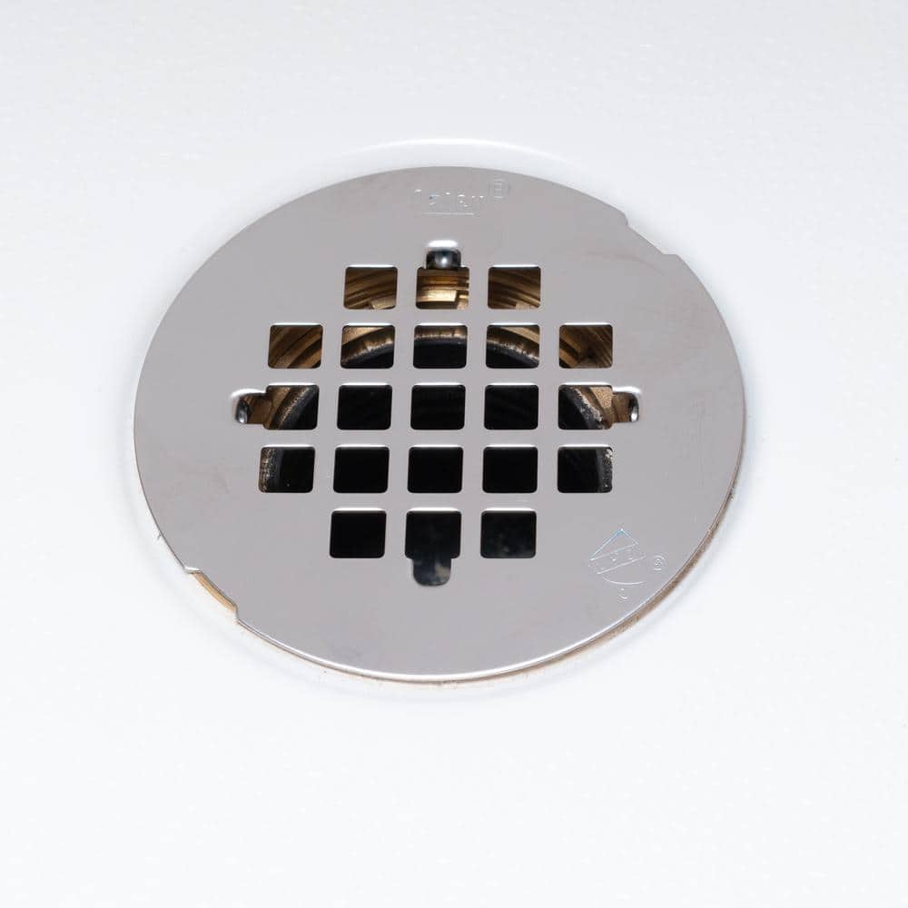 Oatey Round No-Caulk Black ABS Shower Drain with 4-1/4 in. Round Snap-In Stainless Steel Drain Cover (4)