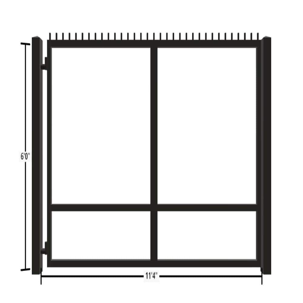 Unbranded Driveway Gate — Swing, Side, Finials, Black — 136"W x 72"H (1)