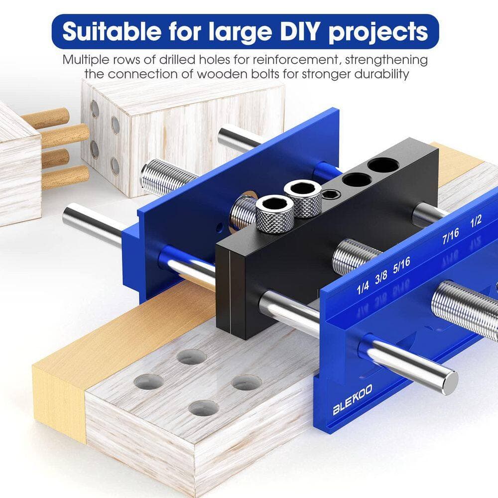 Laybus Blue 6.7 in. Self Centering Doweling Jig Kit, Adjustable Width Drilling Guide Power Tool Accessory Jigs (3)