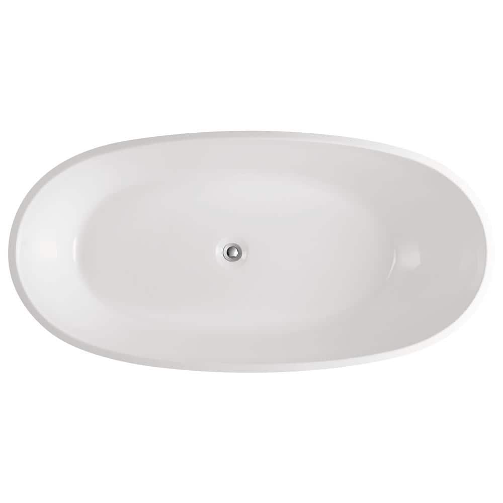 A&E Layla 67 in. Acrylic Classic Flatbottom Non-Whirlpool Freestanding Oval Bathtub in White (2)