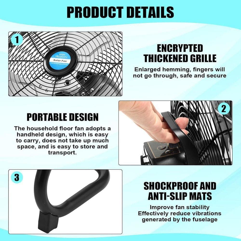 KIWDZFU 14 in. Hybrid Solar/AC Powered Portable Fan for Indoor and Outdoor Use (3)