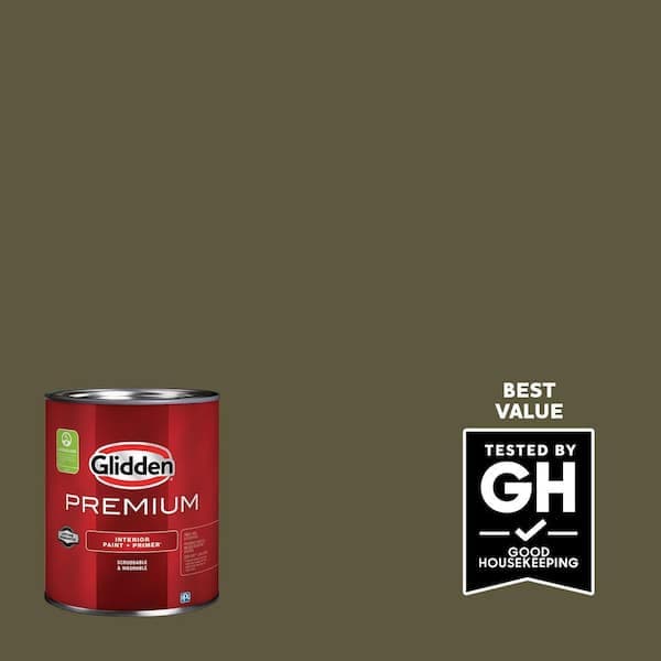 Glidden Premium 1 qt. PPG1113-7 Olive Green Eggshell Interior Paint (2)