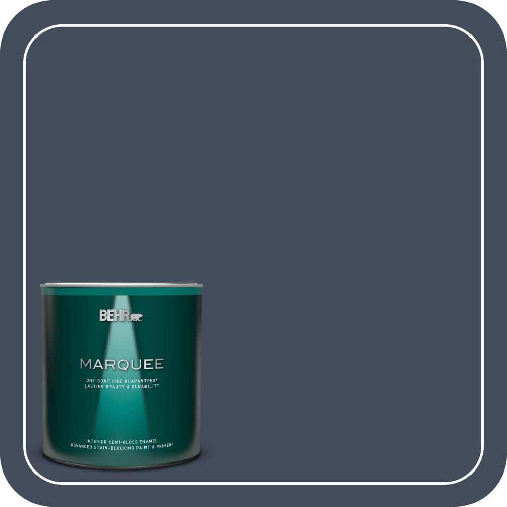 BEHR MARQUEE 1 qt. #S520-7 Night Flight One-Coat Hide Semi-Gloss Enamel Interior Paint & Primer