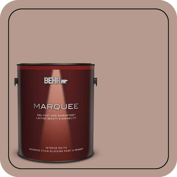 BEHR MARQUEE 1 gal. #MQ1-55 Lite Cocoa One-Coat Hide Matte Interior Paint & Primer (2)
