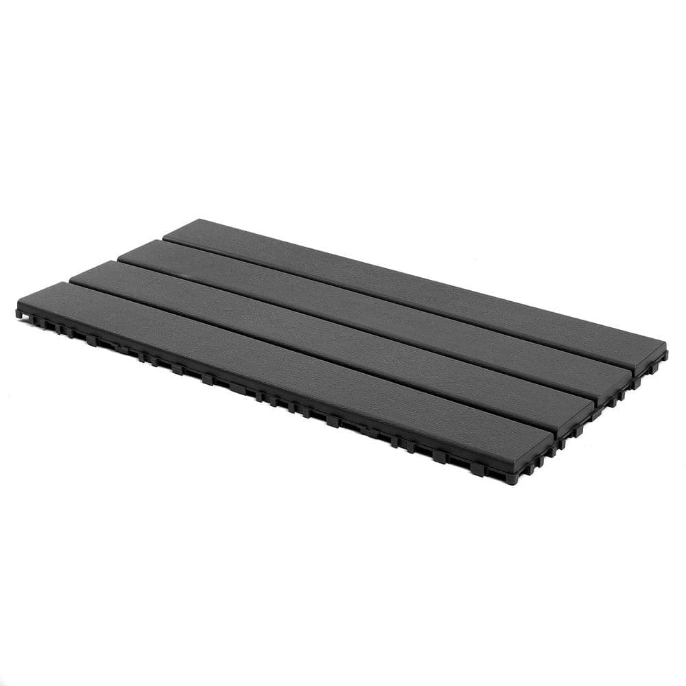 Unbranded 1 ft. x 2 ft. 24 pieces of dark gray Plastic outdoor terrace deck tiles, DIY interlocking decking floor tiles
