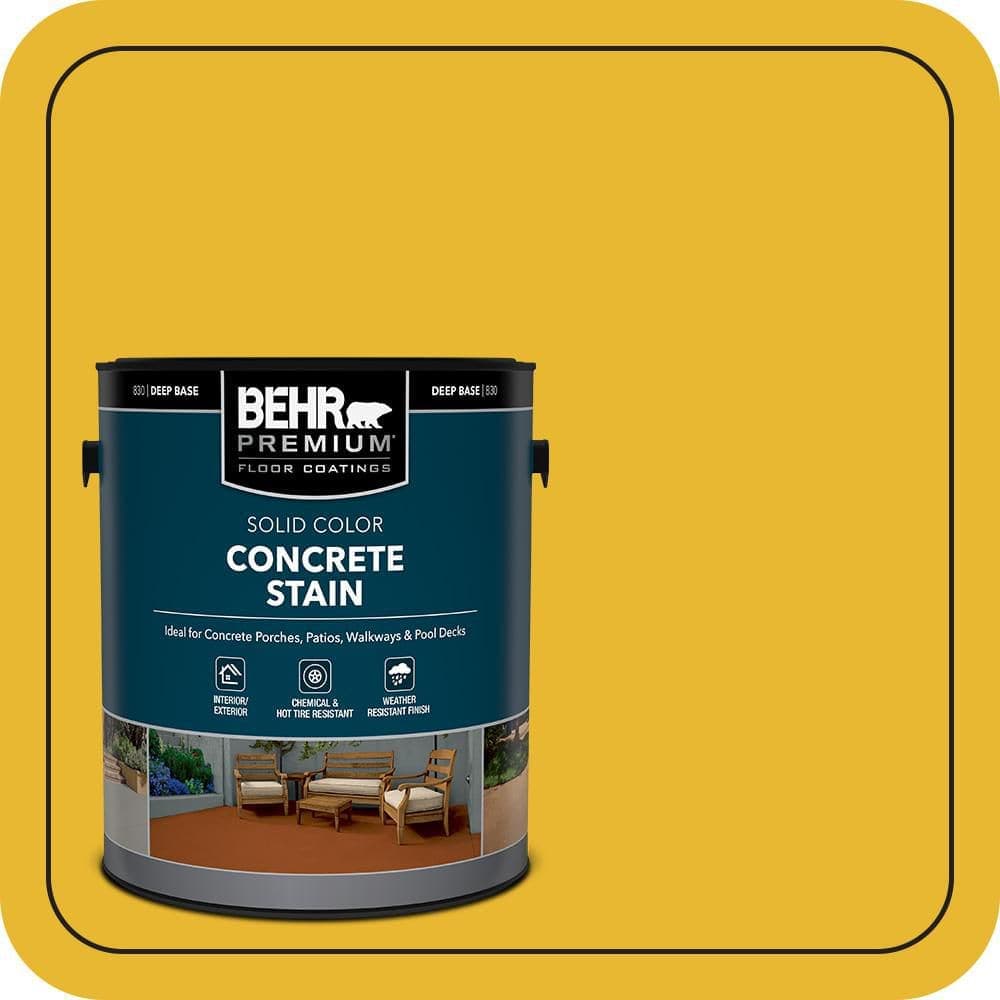 BEHR PREMIUM 1 gal. #OSHA-6 OSHA SAFETY YELLOW Solid Color Flat Interior/Exterior Concrete Stain (1)