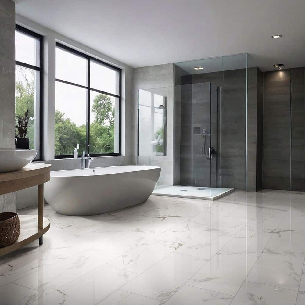 Home Decorators Collection Carrara White Marble Look Polished Porcelain Tile, 12 in. x 24 in. Floor and Wall (16 sq. ft. /Case) (3)
