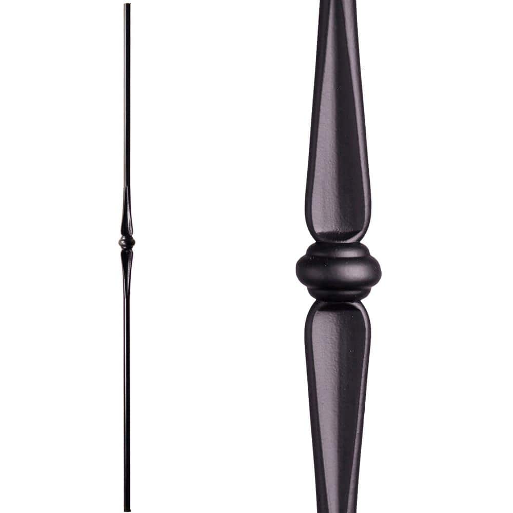 HOUSE OF FORGINGS Round 44 in. x 0.625 in. Satin Black Single Knuckle Hollow Wrought Iron Baluster (1)