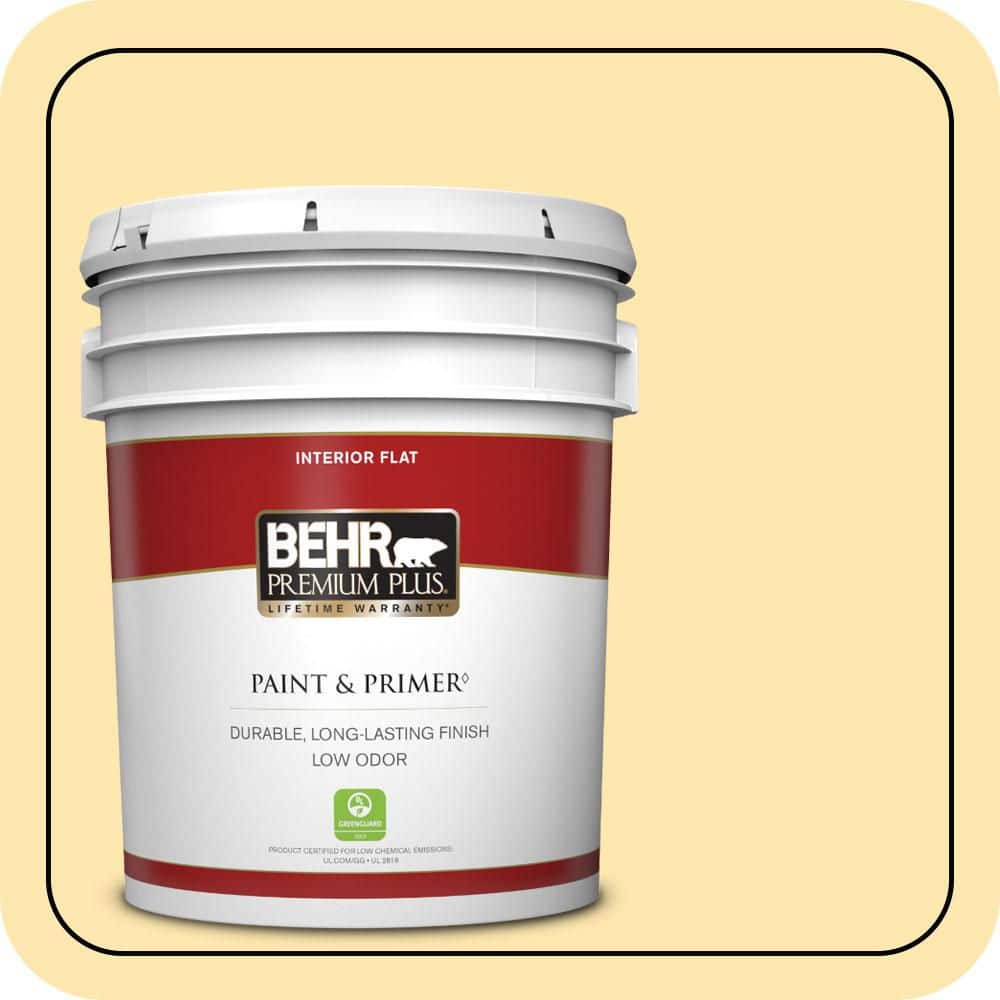 BEHR PREMIUM PLUS 5 gal. #P280-2 Gold Thread Flat Low Odor Interior Paint & Primer (1)