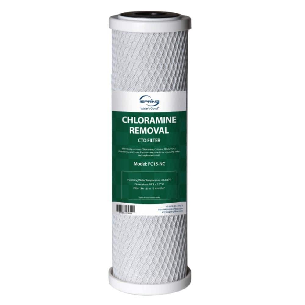 ISPRING Replacement CTO Carbon Block Water Filter Cartridge for Under Sink Water Filtration System, Reduces Chloramine, White (1)