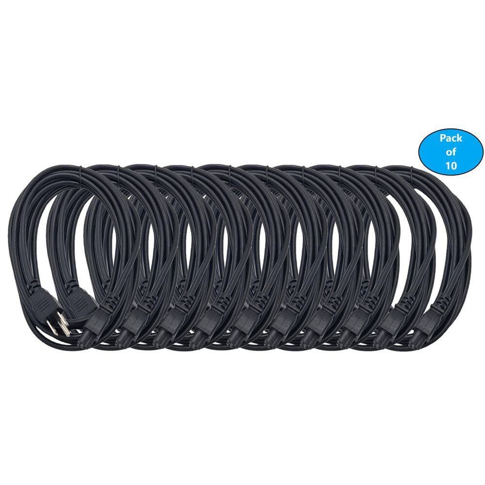 Micro Connectors, Inc 15 ft. (18AWG) / 3-Conductors (NEMA 5-15P to C5) Indoor Black AC Power Cord 10-Pack (2)