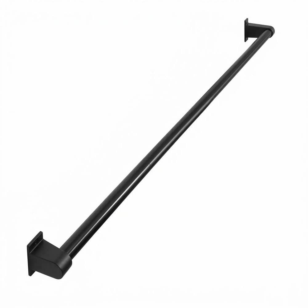 Unbranded 3 ft. Black Aluminum Handrail Industrial Wall Mount Stair Railing for Indoor Outdoor Steps 1-Piece (1)