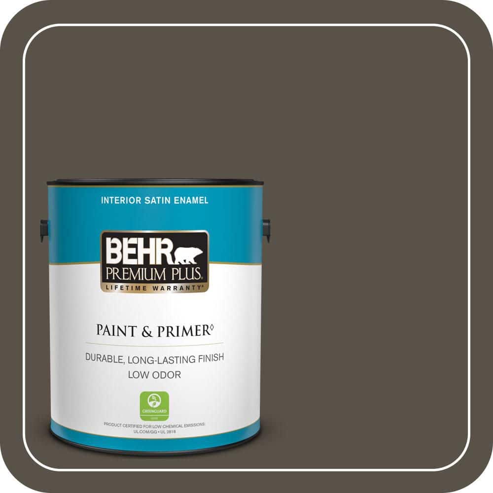 BEHR PREMIUM PLUS 1 gal. #S-H-740 Fedora Satin Enamel Low Odor Interior Paint & Primer