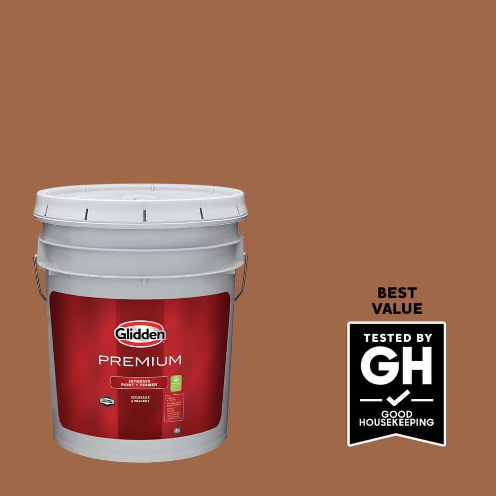 Glidden Premium 5 gal. PPG1069-6 Foxfire Brown Satin Interior Latex Paint