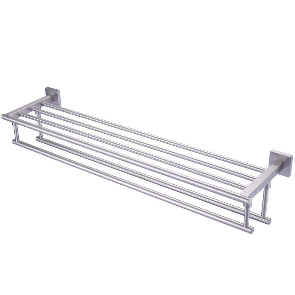 VEVETTA 32 in. Wall Mounted Stainless Steel Double Towel Rack, Towel Bar in Brushed Nickel (1)