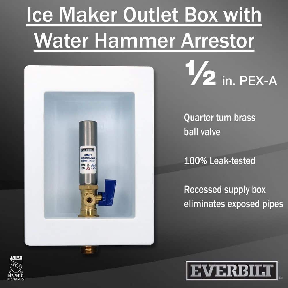 Everbilt 1/2 in. Brass SWT/MNPT Ice Maker Outlet Box with Water Hammer Arrestors (2)