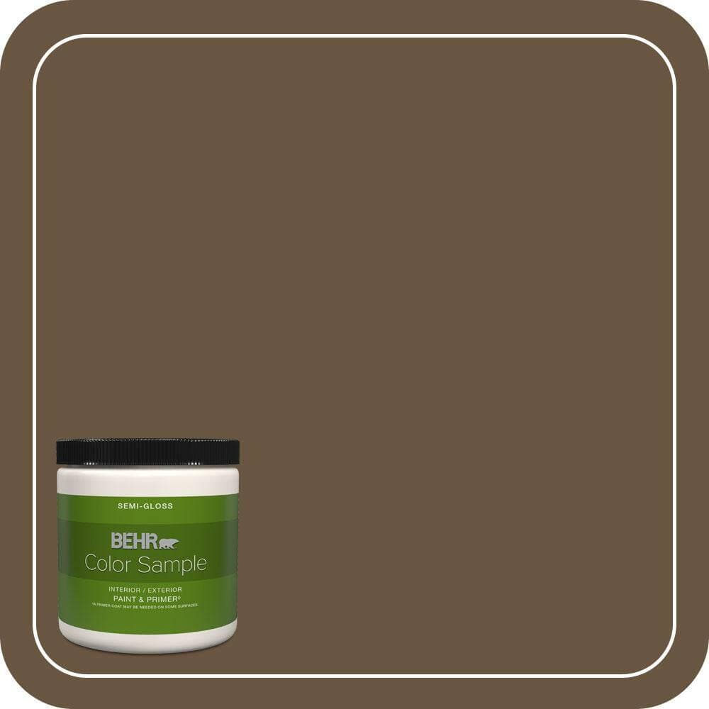 BEHR PREMIUM PLUS 8 oz. #S-H-700 Burley Wood Semi-Gloss Interior/Exterior Paint & Primer Color Sample