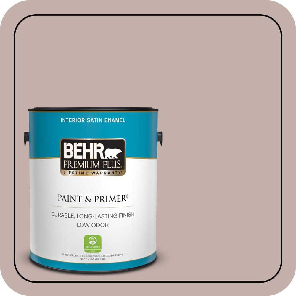 BEHR PREMIUM PLUS 1 gal. #N130-3 Moonlit Mauve Satin Enamel Low Odor Interior Paint & Primer
