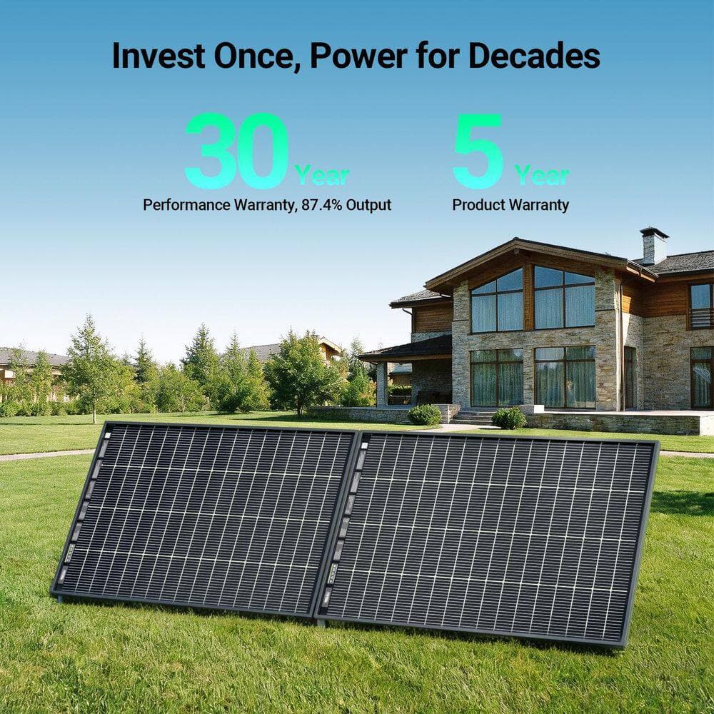 HQST 2-Piece Bifacial 200-Watt N-Type 16BB Monocrystalline Solar Panel 400-Watt Compact Lightweight Backup Power for RV Cabin (2)