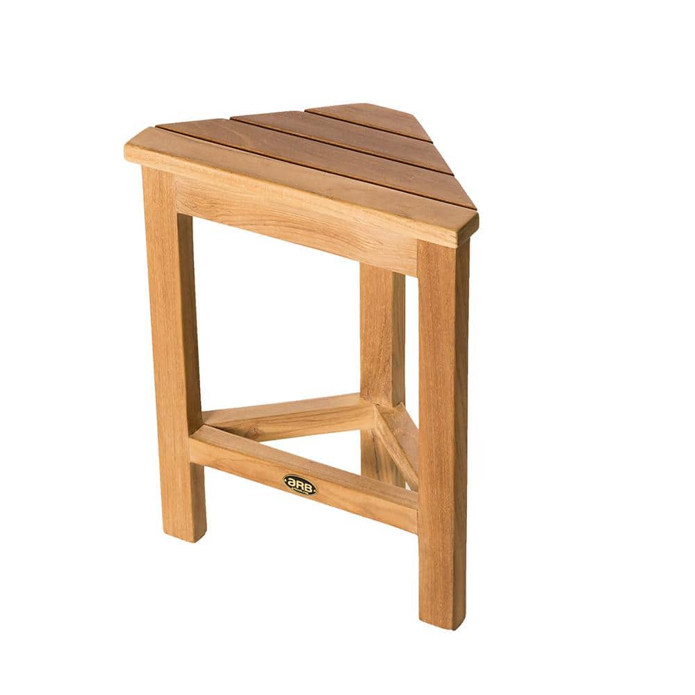 ARB Teak and Specialties Coach 14.5 in. W x 7.75 in. D x 17.75 in. H Corner Shower Seat in Natural Teak for Foot or Legs (1)