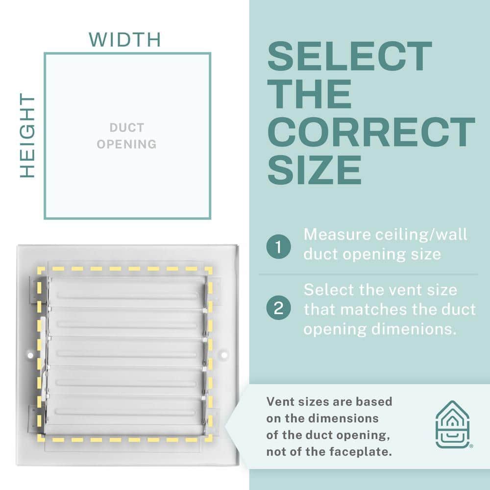 HOME INTUITION 8 in. x 6 in. 1-Way Air Vent Coves for Home Ceiling or Wall Grille Register Cover w/Adjustable Damper, White (3)