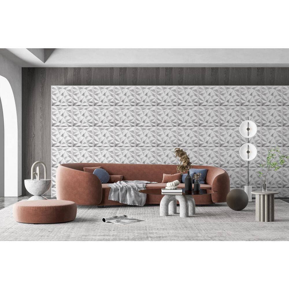 Dundee Deco Falkirk Ross 2/25 in. x 19.7 in. x 19.7 in. White PVC Diamond 3D Decorative Wall Panel 10-Pack (2)