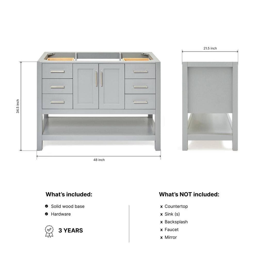 ARIEL Magnolia Freestanding Bathroom Vanity Cabinet without Top (Assembled) (2)