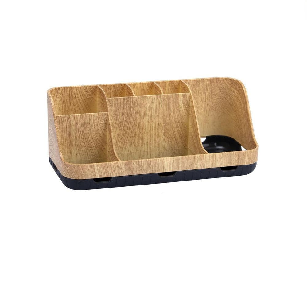 Numhew 1-Piece Freestanding Toothbrush Holder with Detachable 7 Slots for Bathrooms Countertop in Brown (1)