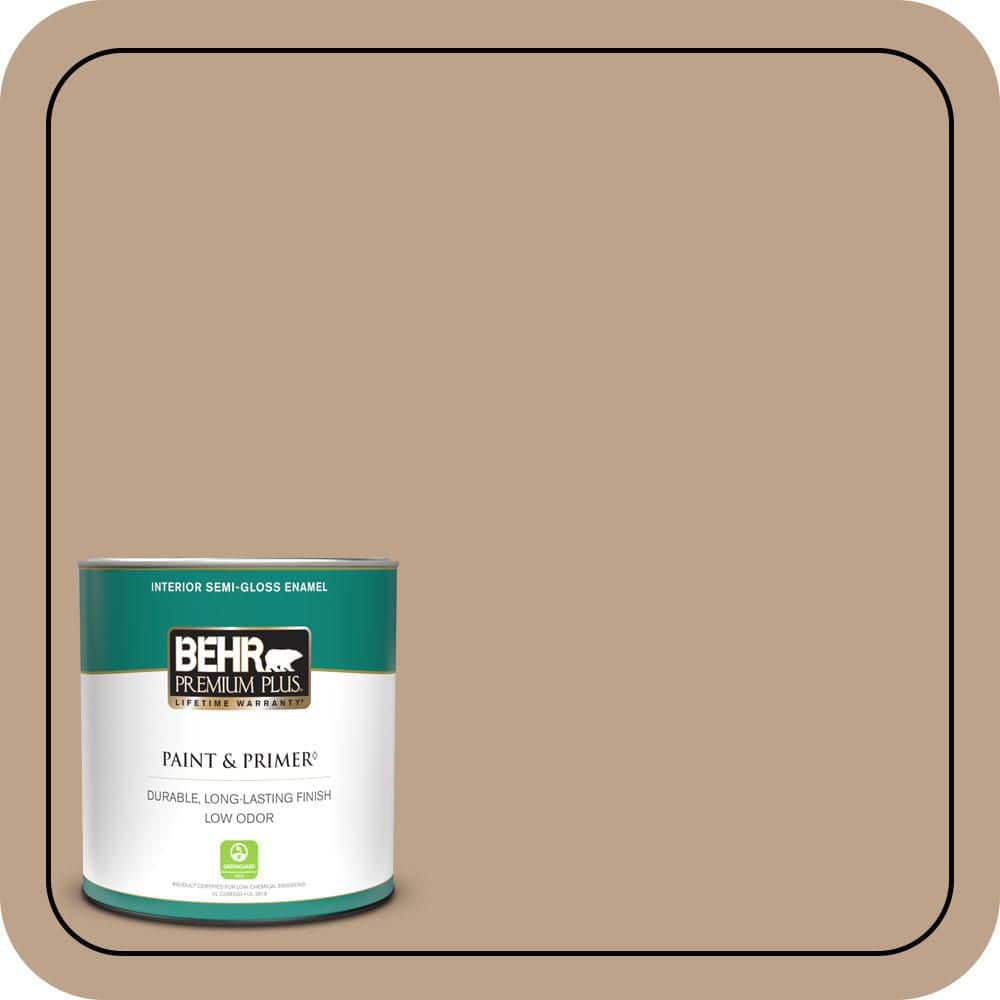 BEHR PREMIUM PLUS 1 qt. #N260-4 Merino Semi-Gloss Enamel Low Odor Interior Paint & Primer