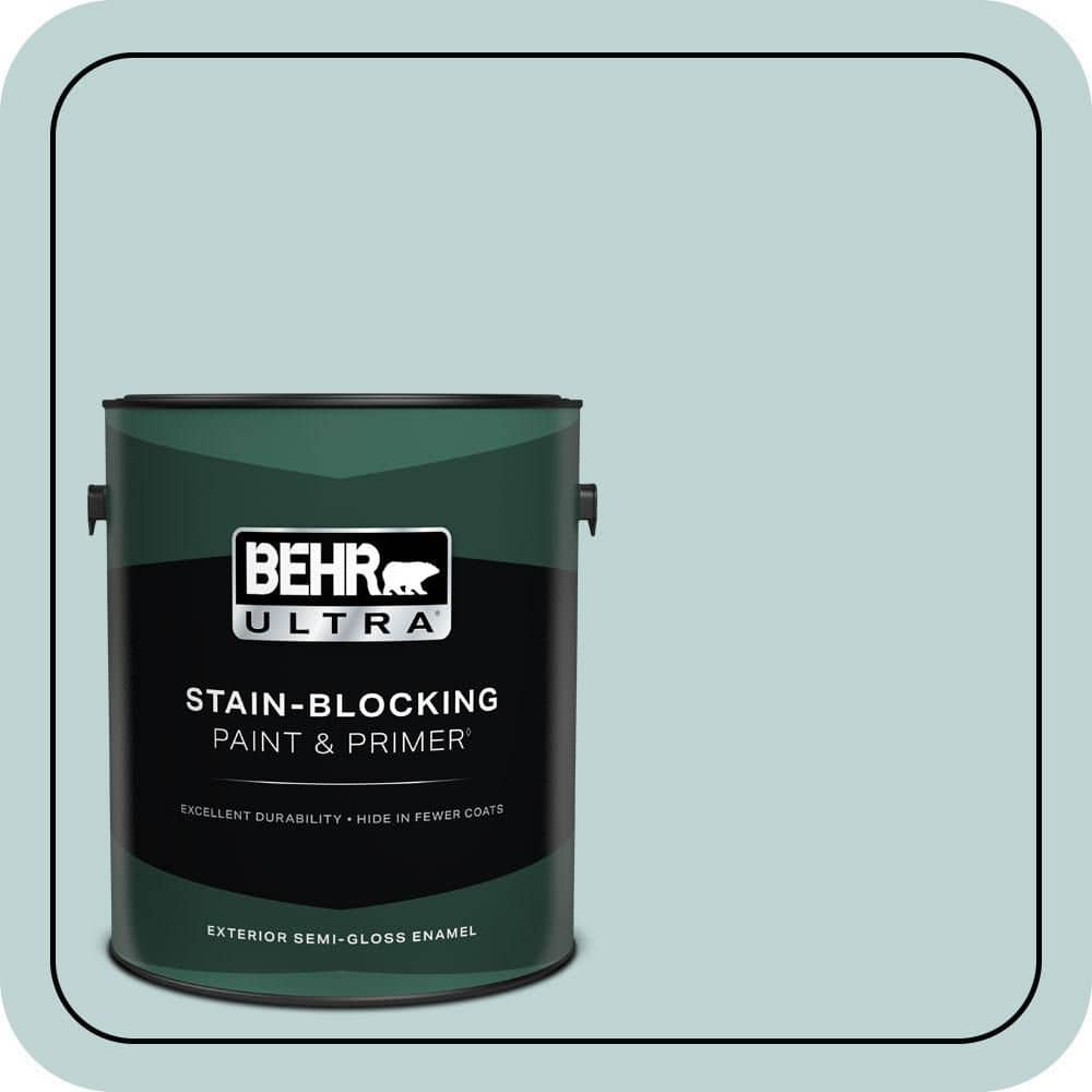 BEHR ULTRA 1 gal. #500E-3 Rain Washed Semi-Gloss Enamel Exterior Paint & Primer