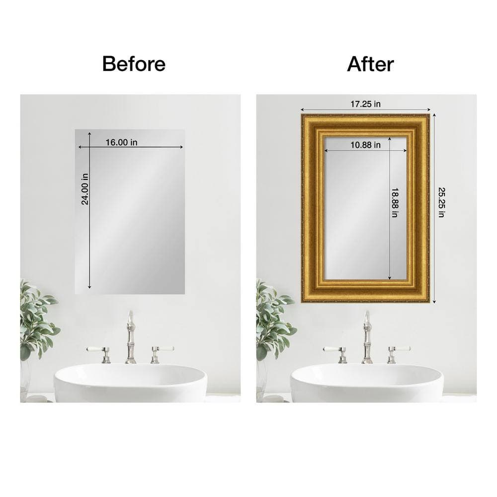 Amanti Art Mirror Makeover Parlor Gold 17.25 in. W x 25.25 in. H Bathroom Mirror Frame Border Kit-Fits a 16 x 24 Mirror (2)